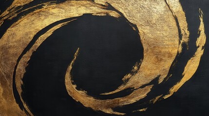 Wall Mural - A gold swirl on a black background