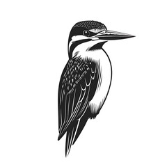 Wall Mural - Detailed black and white bird illustration.