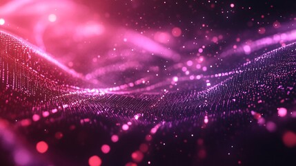 Wall Mural - abstract wave of colorful particles in vibrant pink and purple hues, creating a mesmerizing digital 