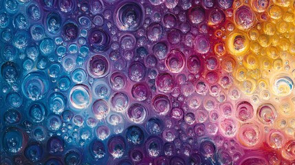 Wall Mural - Colorful abstract bubble texture with shades of blue, purple, and orange, creating a vibrant, dynamic visual.