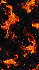 Wall Mural - vibrant and dynamic flames lighting up a dark backdrop, creating a mesmerizing dance of fire element