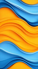 Wall Mural - abstract waves of vibrant blue and orange create a dynamic and colorful background.