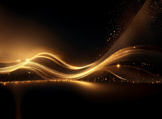 Wall Mural - elegant, flowing golden lines shimmer on a dark background, creating a luxurious and sophisticated f