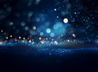 Wall Mural - abstract image of shimmering blue particles and bokeh lights, evoking a sense of depth and ethereal 