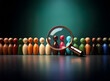 © joeycheung - A magnifying glass focuses on a diverse group of wooden figurines, highlighting the importance of individual selection from a large pool of candidates.  The image emphasizes careful scrutiny and diver