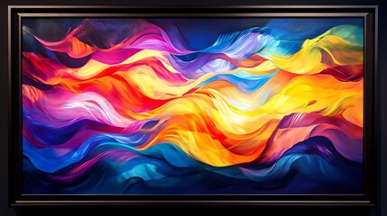 Poster - Abstract Colorful Swirling Waves Painting Artwork