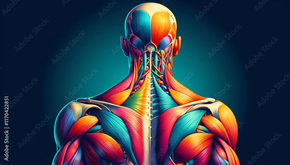 Stylized Back A stylized illustration of the back of a human neck with anatomical ...