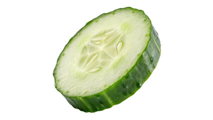 Wall Mural - Fresh green cucumber slice isolated on transparent background