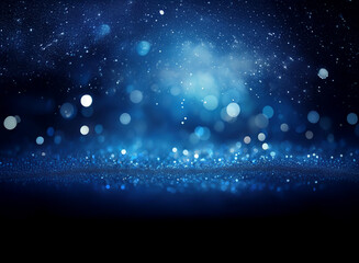 Canvas Print - deep blue glitter sparkles like a night sky, with bright bokeh lights creating a magical, dreamy atm