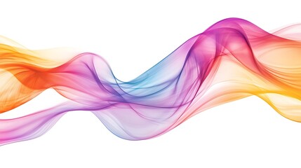 Sticker - Colorful Abstract Waves Flowing Gracefully Across White Background