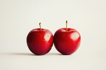 Wall Mural - Two Red Apples on White Surface