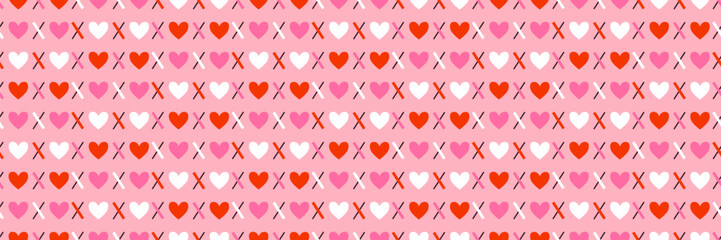 Canvas Print - heart seamless pattern illustration. cute romantic love background, print. valentines day holiday, w