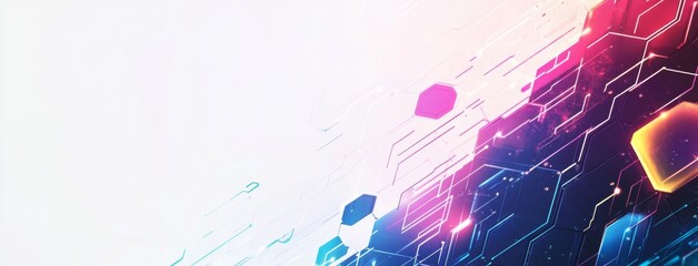Abstract background with a hexagonal pattern and connected dots, representing technology, science, or a digital network concept