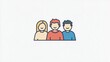 © grooveisintheheart - Minimalist illustration of three people, co-workers. Happy and delighted colleagues. Chat members. Professional community