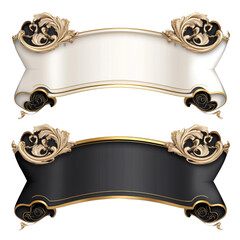 Poster - Elegant Banners with Gold Frames in Black and White. isolated transparent background