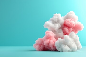 Wall Mural - soft pink and white clouds on a aquamarine background, perfect for illustrating calmness, creativity