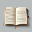 © Ilyas - 'An open notebook with lined pages, styled as a diary or publication, featuring clean paper on a transparent background.'