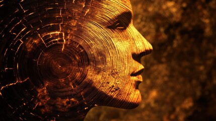 Aufkleber - Mystical profile of a man filled with circular patterns and warm colors depicting inner worlds and thoughts