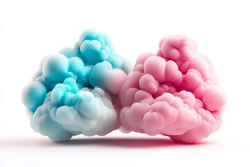 Wall Mural - vibrant cloudy swirls blending soft pink and blue hues against a white background for an artistic an