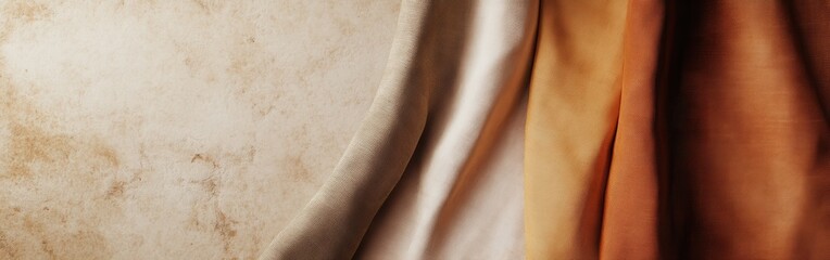 Leinwandbilder - Elegant composition of single-tone fabric drapes against a textured background showcasing simplicity and sophistication in design