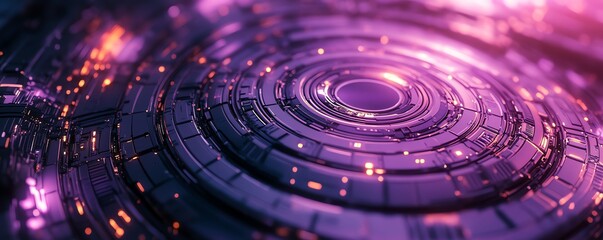 Aufkleber - Abstract metallic purple background, futuristic technology aesthetic, hightech reflective materials, intricate surface design, vibrant 3D render, advanced innovation visuals
