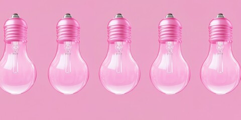 Wall Mural - Pink Light Bulbs on Pink Background