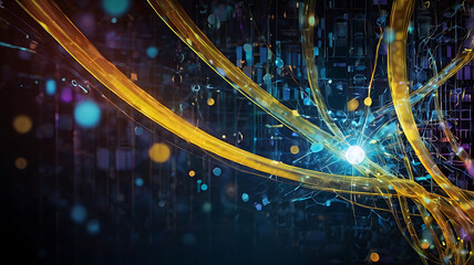 Wall Mural - abstract technology background showcases a vibrant array of digital innovation, with a dynamic interplay of lightbulb-inspired creative elements that symbolize innovative ideas and concepts driving t