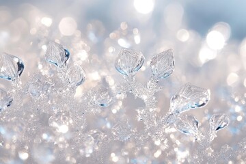 Wall Mural - Ice crystals creating beautiful festive winter background