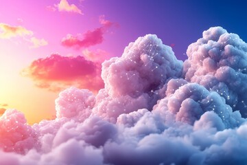 Wall Mural - majestic clouds illuminated by vibrant sunset hues, creating a dreamlike atmosphere with shades of p