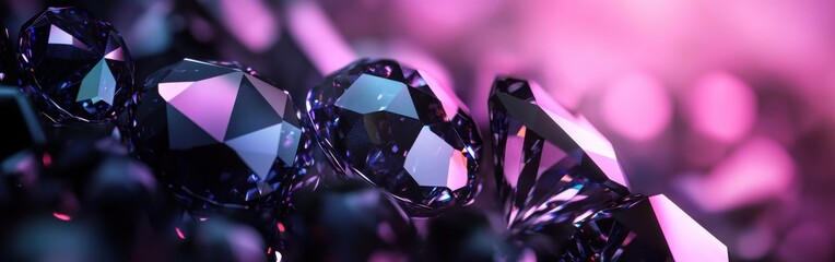 Poster - Dramatic display of matte black diamonds shimmering under soft light tones