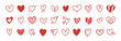 © Caelestiss - Doodle hearts sketch set. Various different hand drawn heart icon love collection isolated on white background. Red heart symbol for Valentines Day.