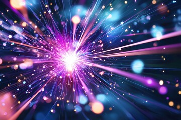 Aufkleber - Vibrant Abstract Background with Colorful Light Rays and Dynamic Energy Effects
