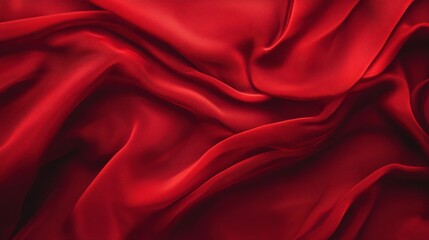 Aufkleber - Dynamic crimson silk fabric draping elegantly on a smooth surface for artistic expression
