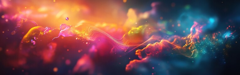 Poster - Vibrant dynamic bokeh effect creating an abstract colorful display of light and color shifting gracefully through space