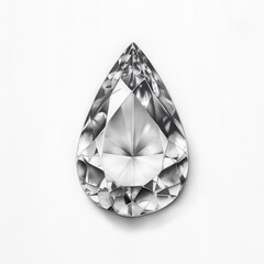 Poster - Elegant teardrop-shaped gemstone glistening with intricate facets against a simple background