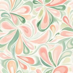 Poster - Serene watercolor doodle with soft colors showcasing abstract floral shapes and gentle swirls in an artistic pattern