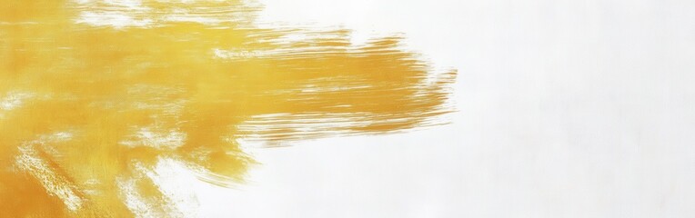 Poster - Muted gold brush strokes create an elegant contrast against a minimalist white background for artistic expression