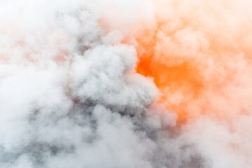 Poster - Dynamic freeze-frame captures a vivid explosion featuring bright orange flames and swirling gray smoke, providing an intense visual effect with ample copy space