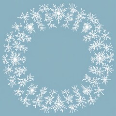 Poster - Delicate snowflake pattern creating a beautiful circular design on a soft blue background