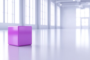 Leinwandbilder - This composition features a stylish violet square icon with rounded edges, elegantly positioned on a glossy white surface, highlighting its modern appeal