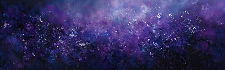 Poster - Rich violet and deep indigo layered background showcasing an abstract cosmic landscape filled with swirling colors