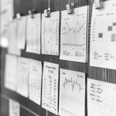 Poster - Price chart pinned to bulletin board showing fluctuations over time in a financial analysis context
