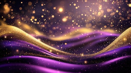 Aufkleber - Captivating display of shimmering lights and waves in vibrant purple and gold hues during a festive celebration