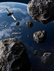 Wall Mural - asteroids in space,3d illustration
