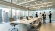 © netsay - Blurred Business People Engaged in a Collaborative Meeting in a Modern Office Building Conference Room, Showcasing Team Dynamics and Professional Interaction