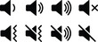 © Shoaib Khokhar - Volume icon set.Speaker icon set. volume icon vector. loudspeaker icon vector. Mute and unmute volume sound.Audio speaker volume on line art icon for apps and websites.Black volume sound icons.