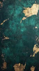 Fototapete - Textured abstract background in deep emerald with golden accents creating a striking visual effect