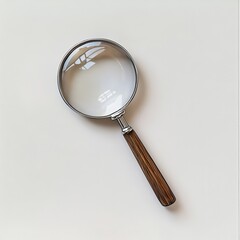 Elegant silver magnifying glass with wooden handle resting on a neutral backdrop showcases fine craftsmanship and durability