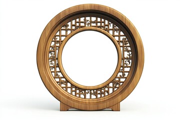 Canvas Print - Intricate Wooden Circular Frame with Floral Design