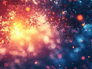 Poster - Dreamy Abstract Landscape with Soft Pastel Colors and Luminous Orbs